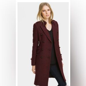 Smythe mid length burgundy double breasted coat